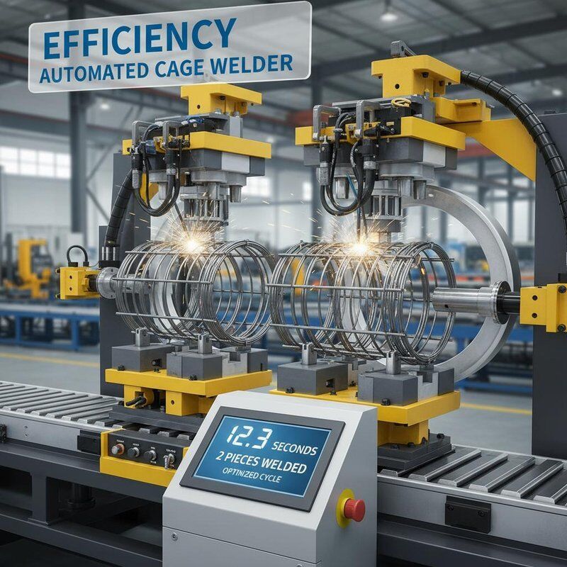 Efficienza da 12 a 15 secondi per 2 pezzi Saldatrice automatica per gabbie che incorpora il metodo di saldatura a gabbia per ottimizzare i tempi di saldatura