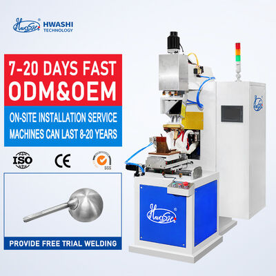 Macchina per saldatura a proiezione in acciaio inossidabile con potenza 15KVA, accumulo di energia 8000J e pressurizzazione 1500kg per manici di pentole