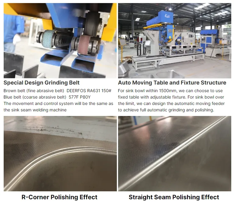 Hwashi Wl-at-Pm1200 Automatic Sink Rolling Wheel Grinding Machine, linea di produzione di saldatura per serbatoi d'acqua 1